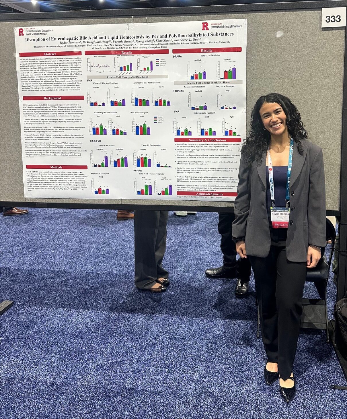 Taylor Troncoso standing in front of her poster